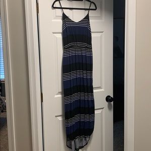 Blue and Black Striped High Low Maxi